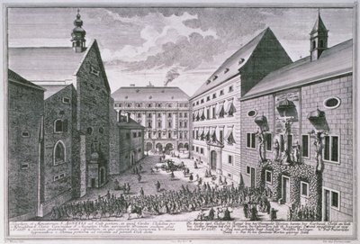 Vista de la iglesia de Santa Inés, Viena grabada por Johann-August Corvinus (1683-1738) de Salomon after Kleiner